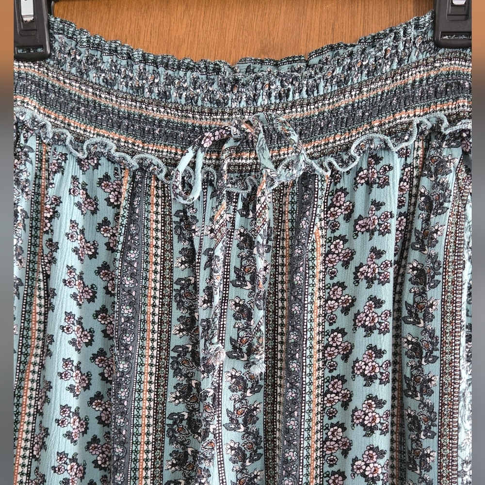 Kingston Grey Blue Patterned Wide Leg Pants - Picture 5 of 8